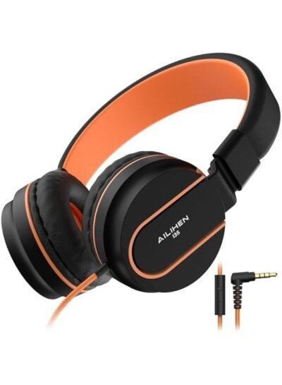 AILIHEN I35 Kids On-Ear Headphones, Black Orange